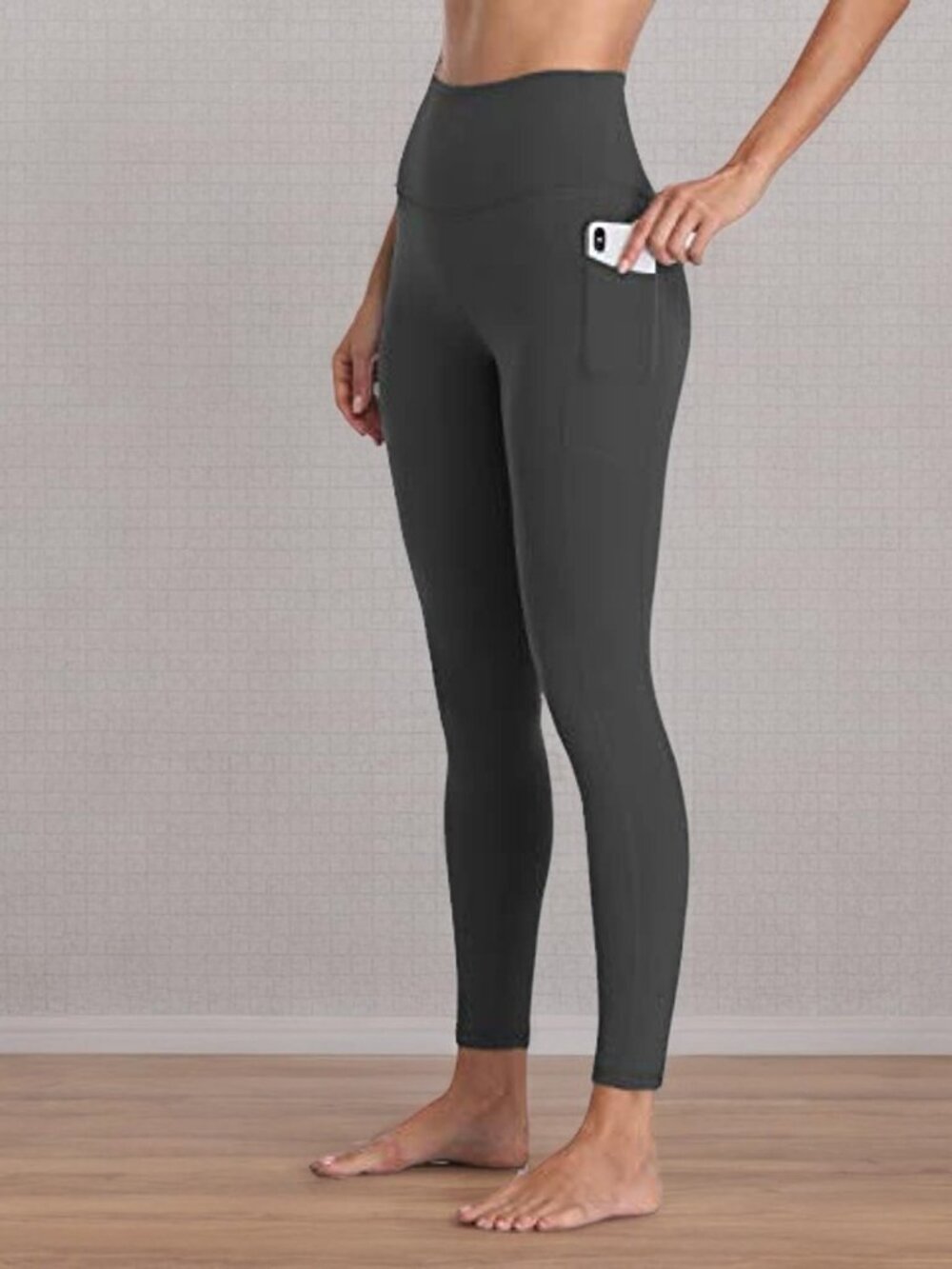 Women's High Waisted Yoga Pants 7/8 Length Leggings with Pockets - Picture 8 of 8